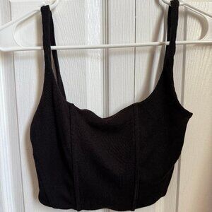 Love Tree Black Ribbed Boned Crop Top - Size S
